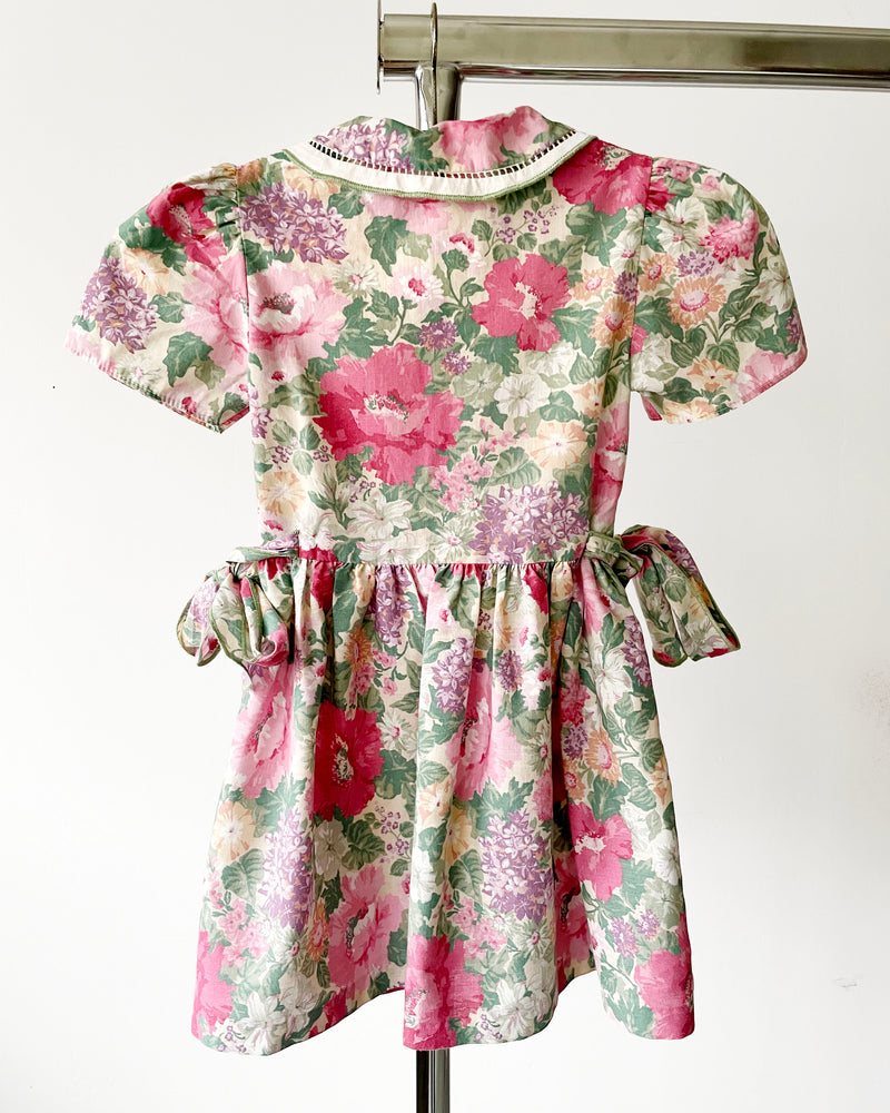 Vintage Floral Cotton Dress With Special Collar