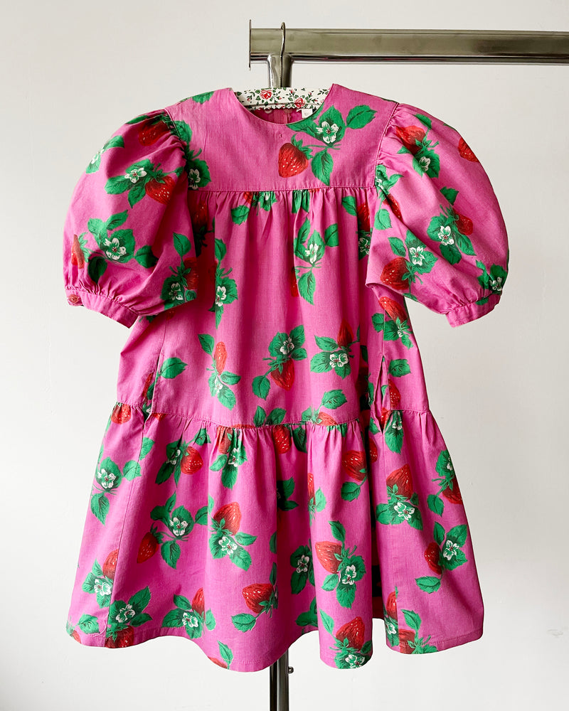 Vintage Strawberry Cotton Dress With Detachable Collar