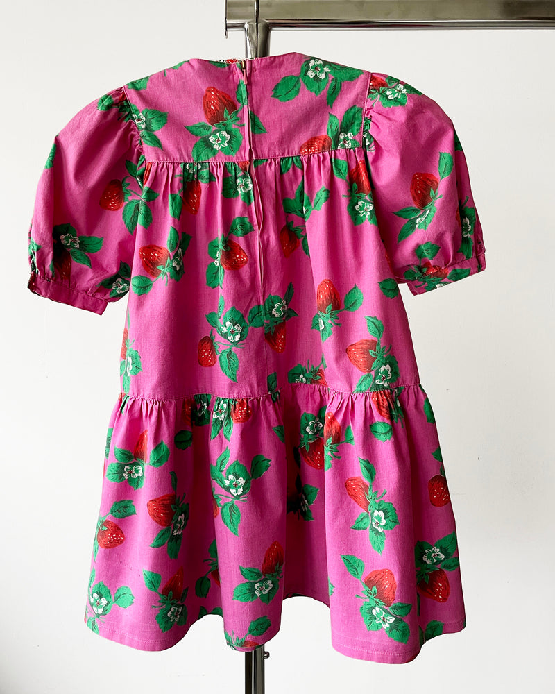 Vintage Strawberry Cotton Dress With Detachable Collar
