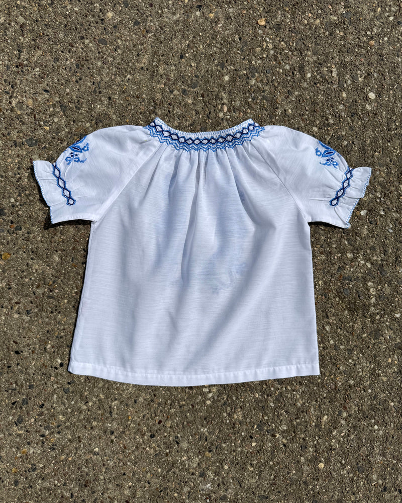 Embroidered Cotton Blouse With Smock Details 4Y