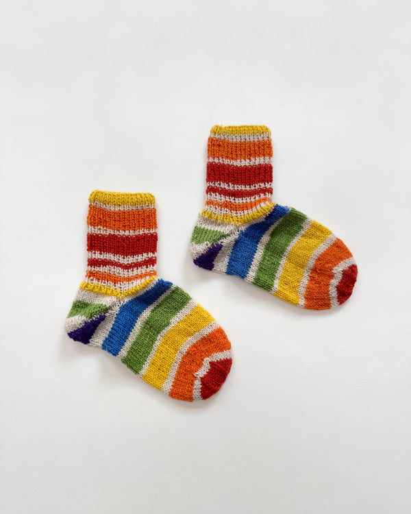 Handmade Rainbow Wool Socks EU 32