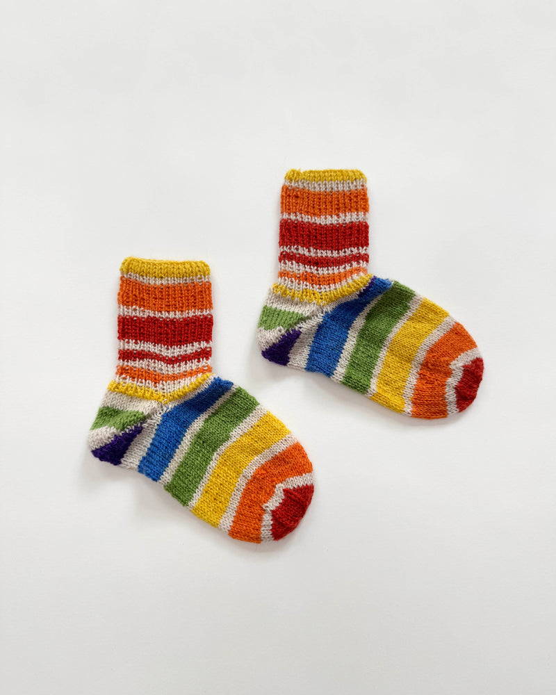 Handmade Rainbow Wool Socks EU 32