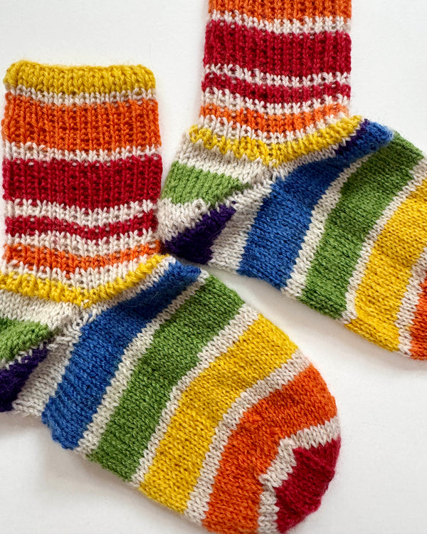 Handmade Rainbow Wool Socks EU 32