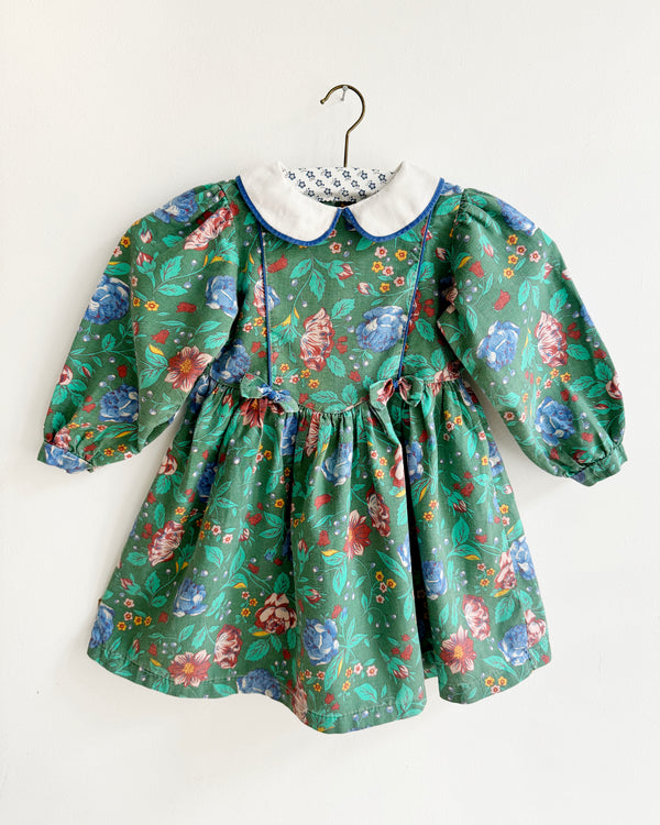 Vintage Floral Bow Cotton Dress