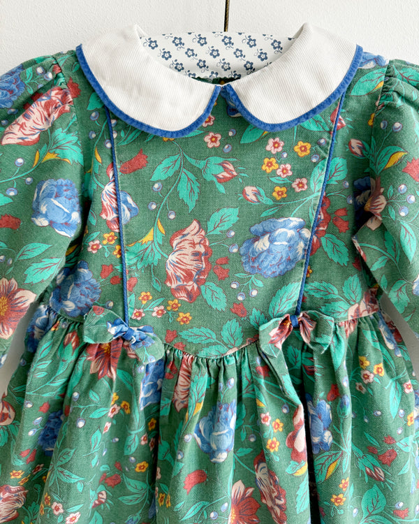 Vintage Floral Bow Cotton Dress