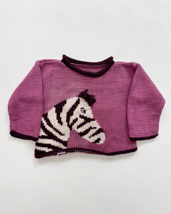 Handmade Zebra Friends Forever Cotton Sweater 18-24M