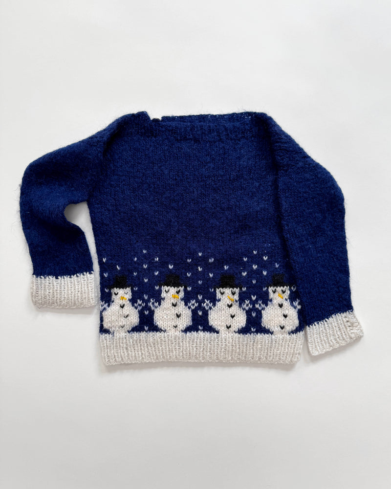 Handmade Mohair Snowman Sweater 6Y