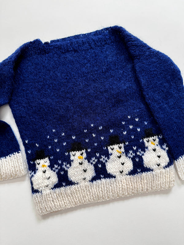 Handmade Mohair Snowman Sweater 6Y