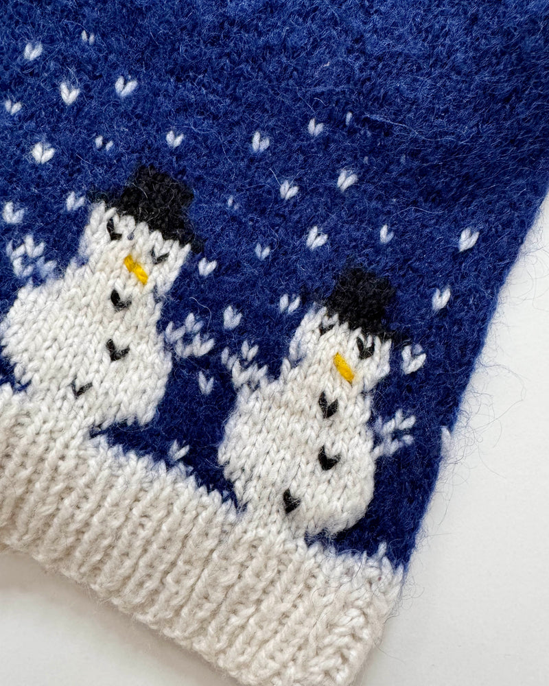 Handmade Mohair Snowman Sweater 6Y