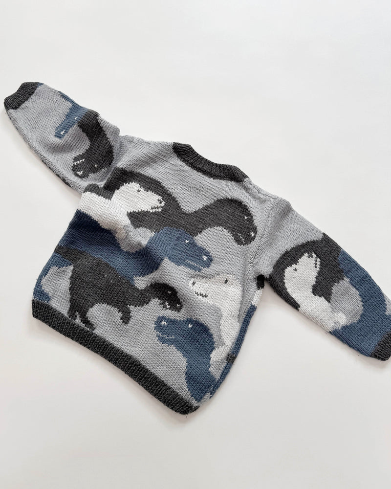 Handmade Dinosaur Wool Blend Sweater 5-6Y