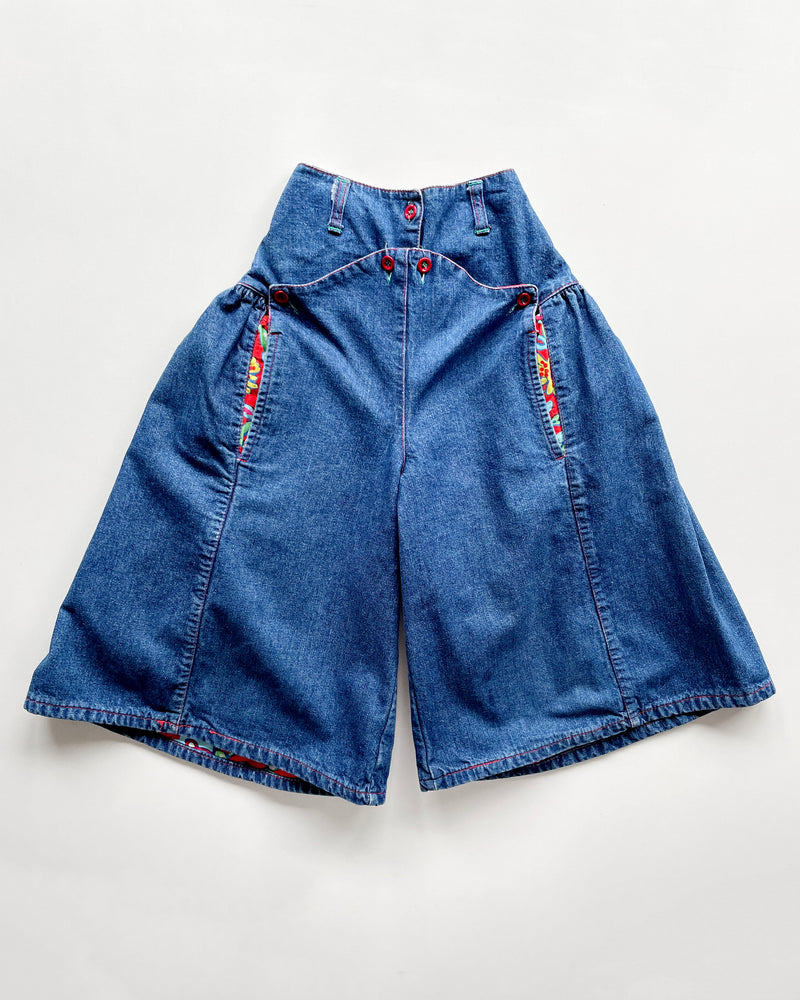 Vintage Oilily Cotton Lined Denim Culottes