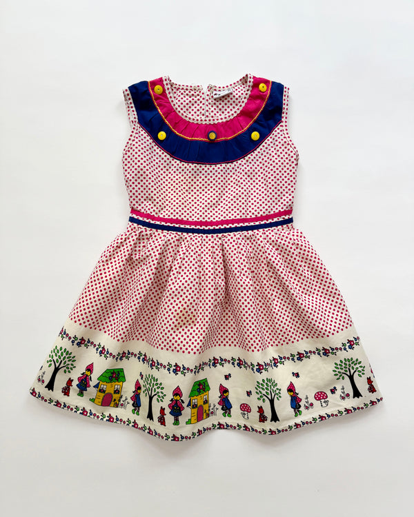 Little Red Riding Hood Polka Dot Cotton Dress 6Y