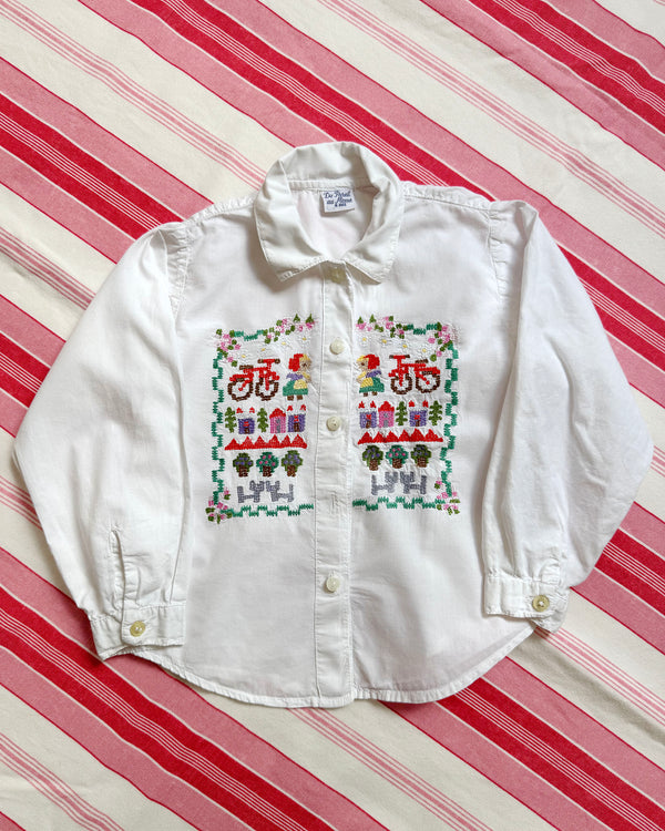 Embroidered Little Red Riding Hood Cotton Blouse