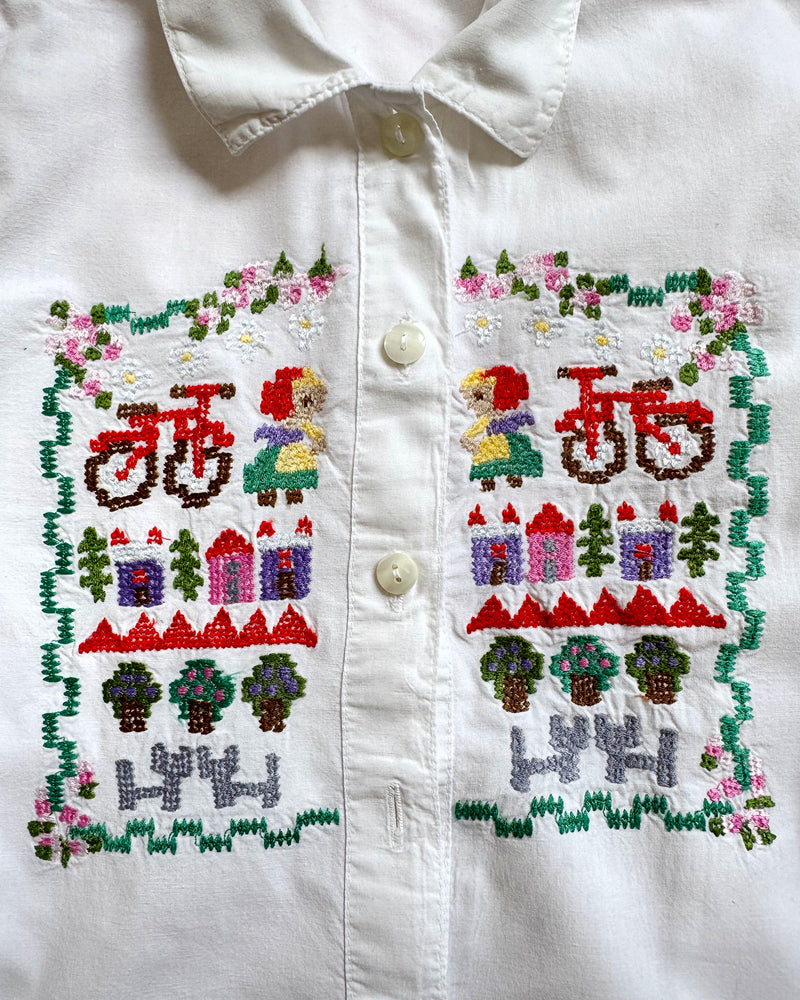 Embroidered Little Red Riding Hood Cotton Blouse