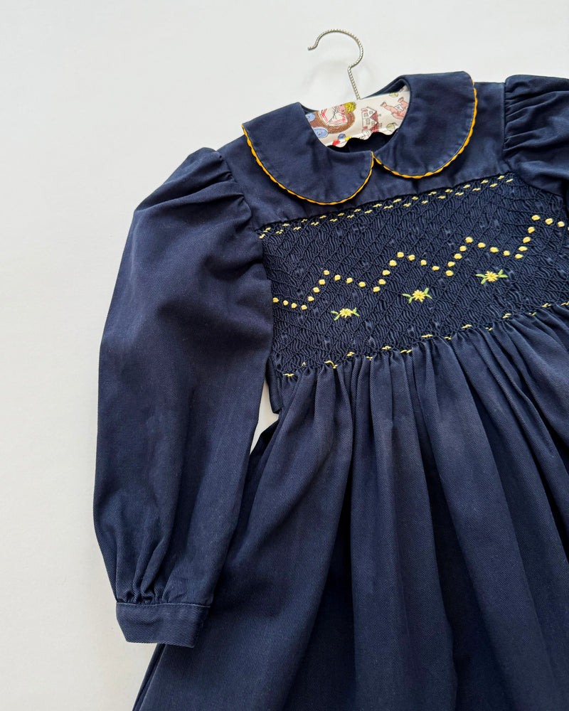 Hand-Smocked Denim Dress