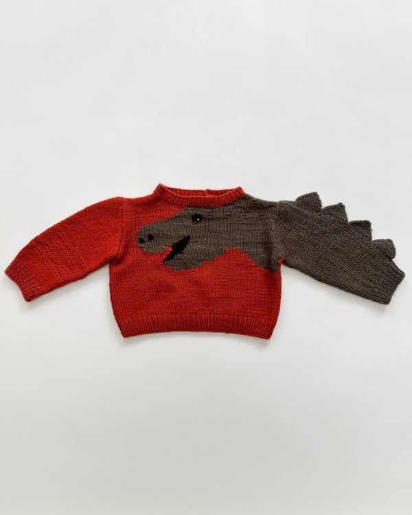 Handmade Dinosaur Wool Sweater 12M