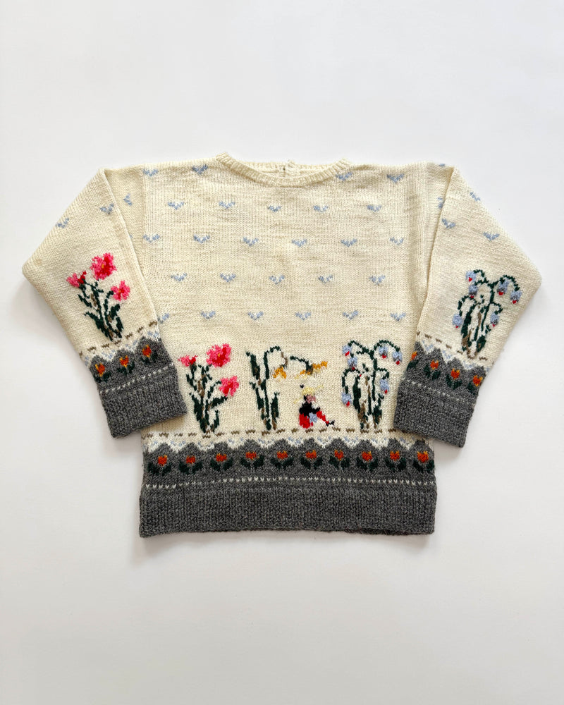 Handmade Flower Child Wool Sweater 4-5Y