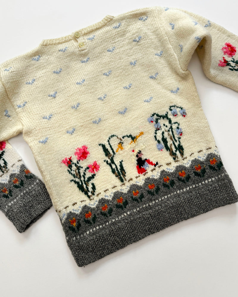 Handmade Flower Child Wool Sweater 4-5Y