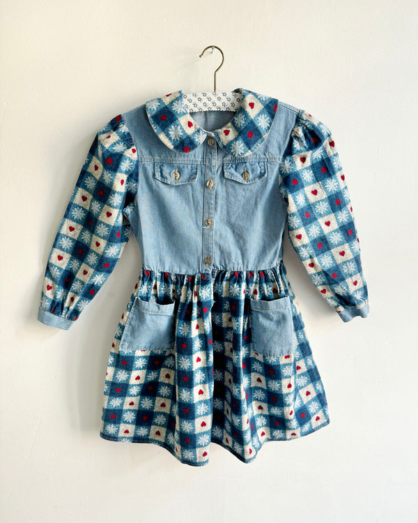 Vintage Denim Flannel Patchwork Dress