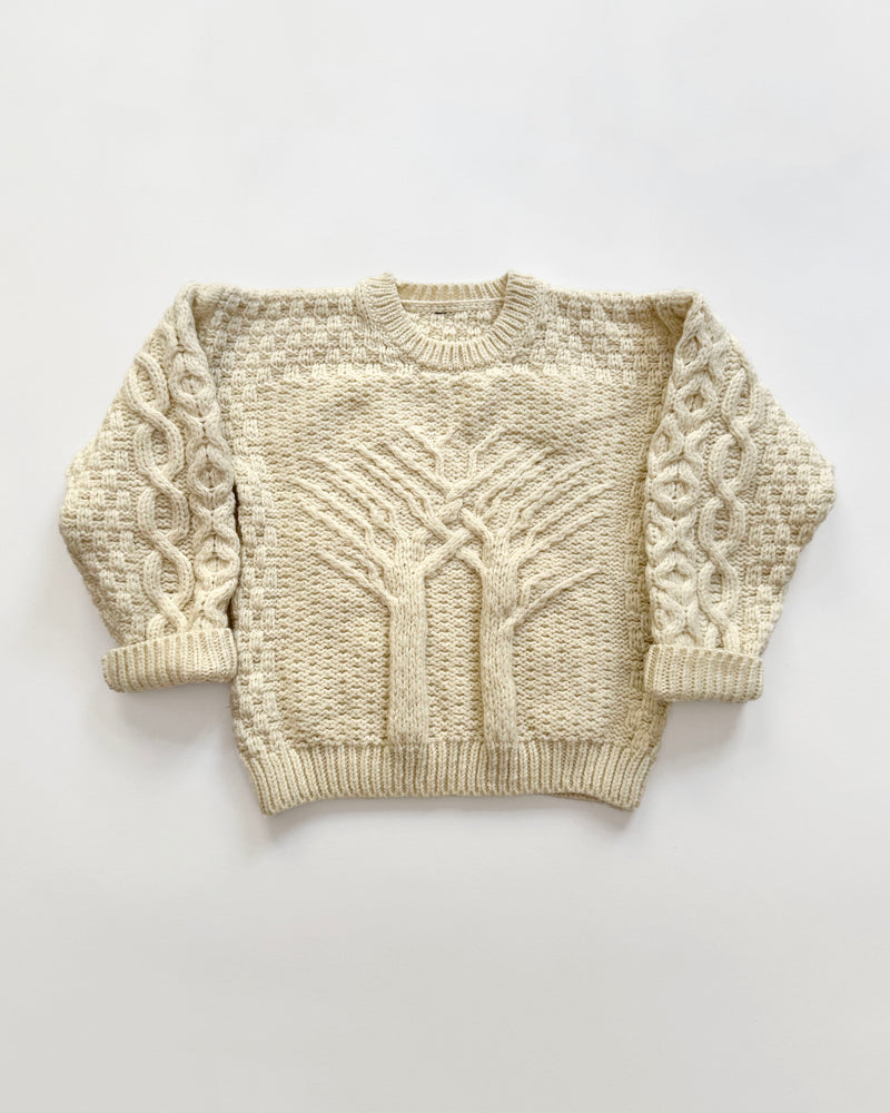 Handmade Cabe Knit Tree Aran Wool Sweater 4Y