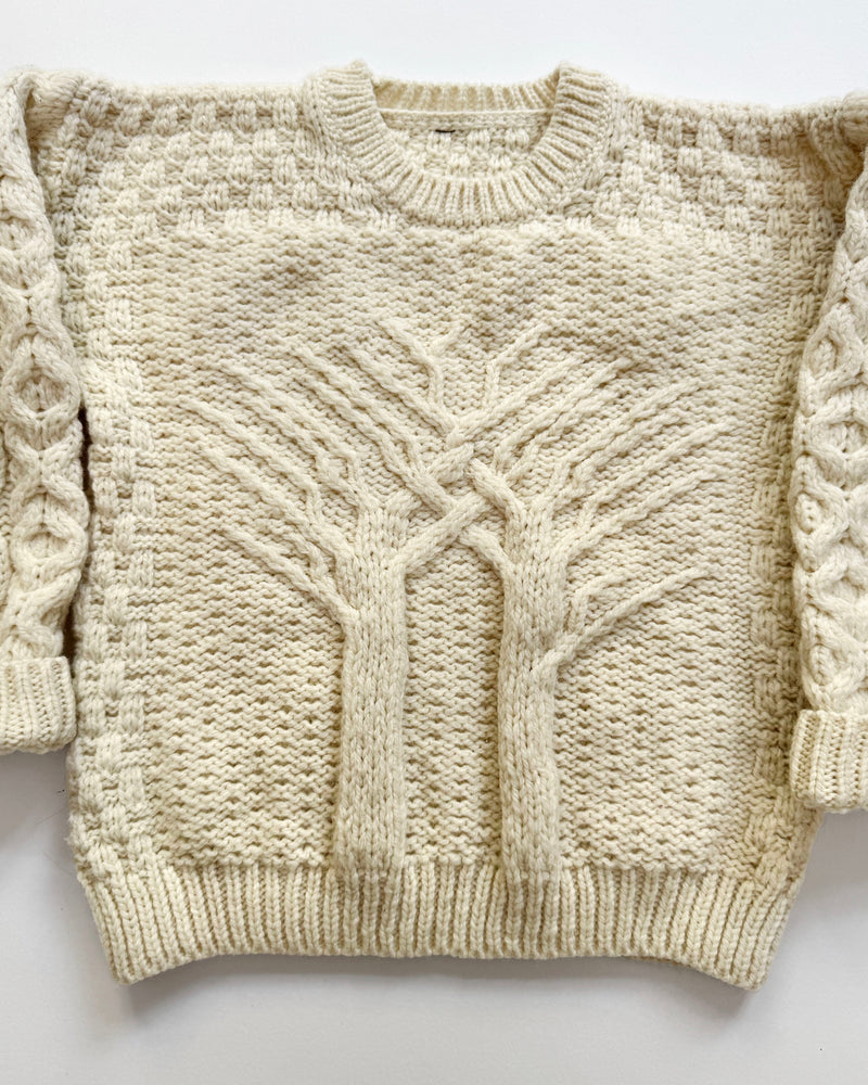Handmade Cabe Knit Tree Aran Wool Sweater 4Y