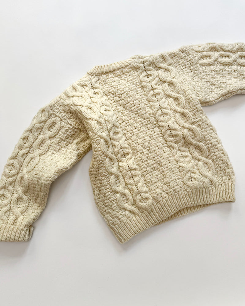 Handmade Cabe Knit Tree Aran Wool Sweater 4Y