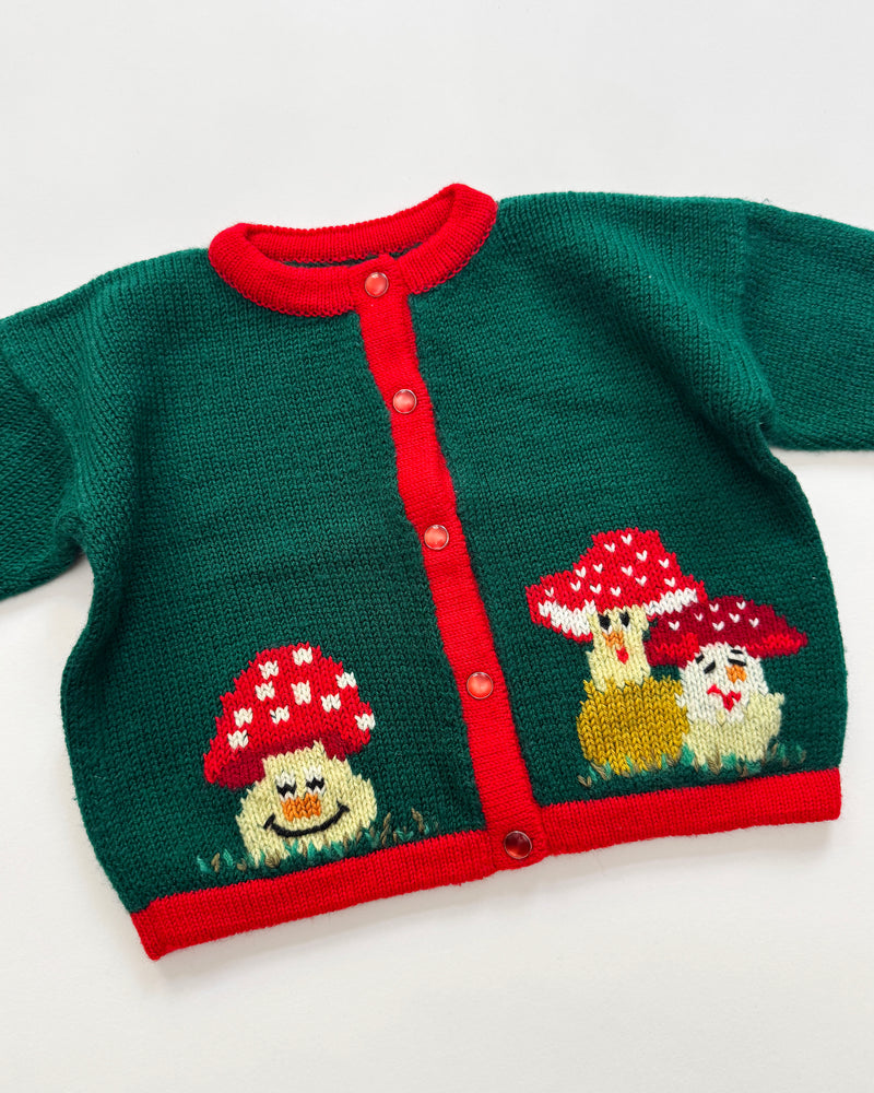 Handmade Mushrom Wool Cardigan 18M