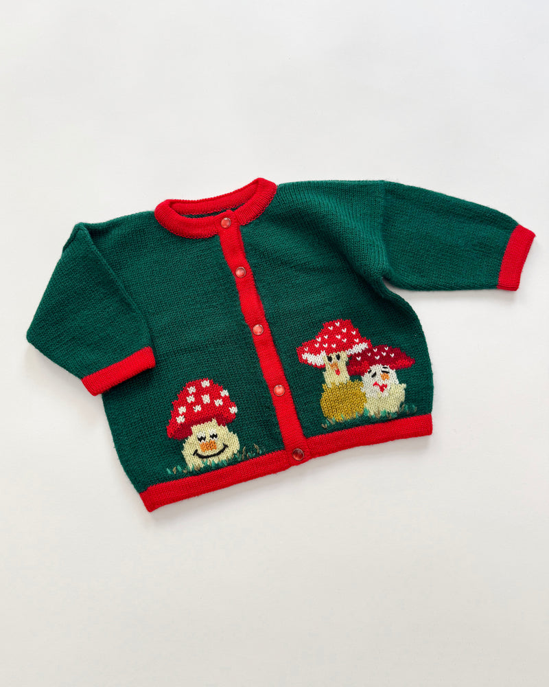 Handmade Mushrom Wool Cardigan 18M