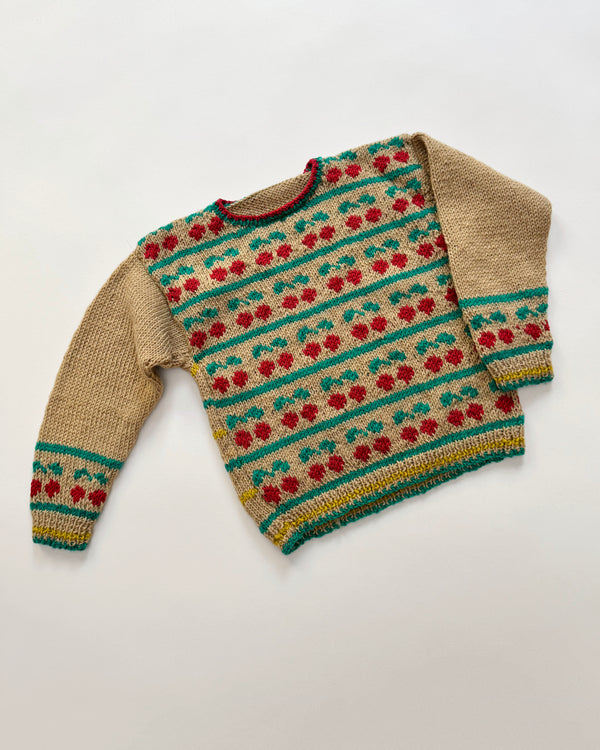 Handmade Cherry Merino Wool Sweater 2Y