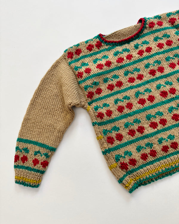 Handmade Cherry Merino Wool Sweater 2Y