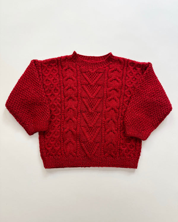 Handmade Cable Knit Wool Blend Sweater 2Y