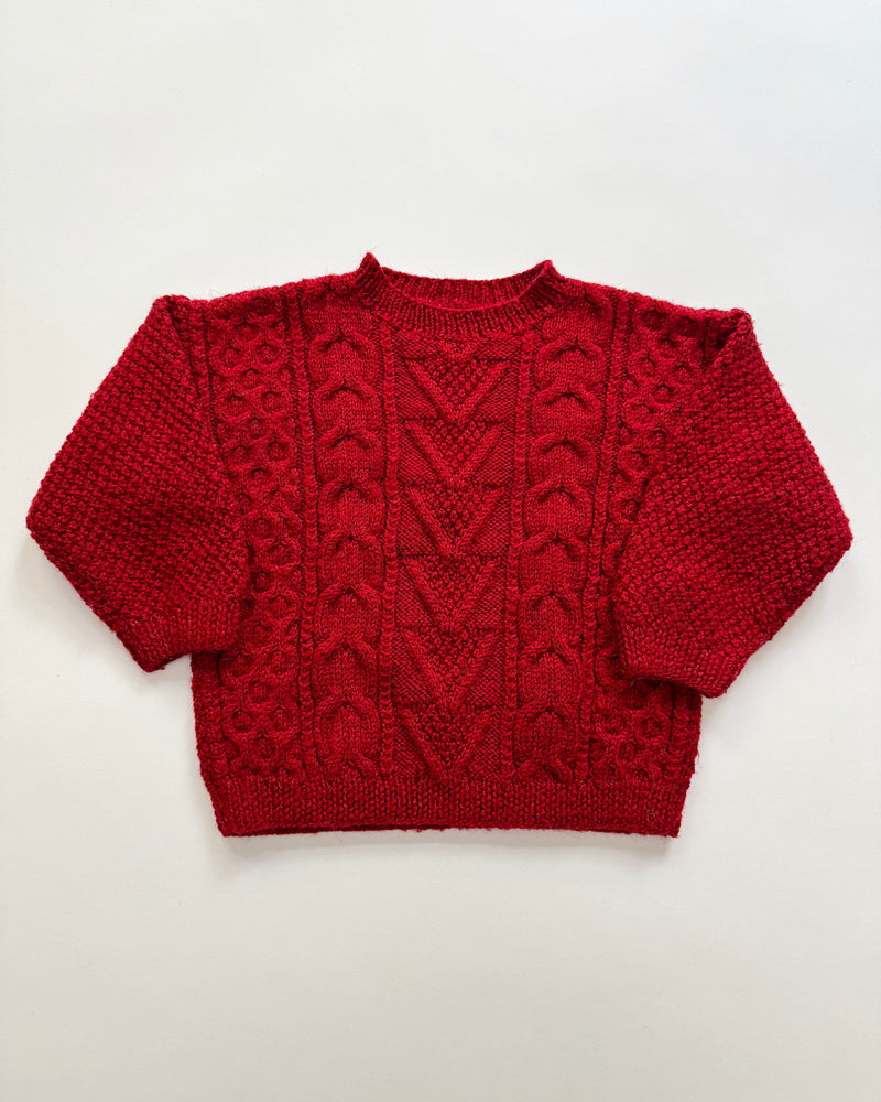 Handmade Cable Knit Wool Blend Sweater 2Y