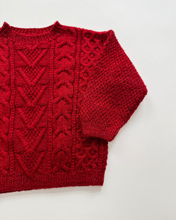 Handmade Cable Knit Wool Blend Sweater 2Y