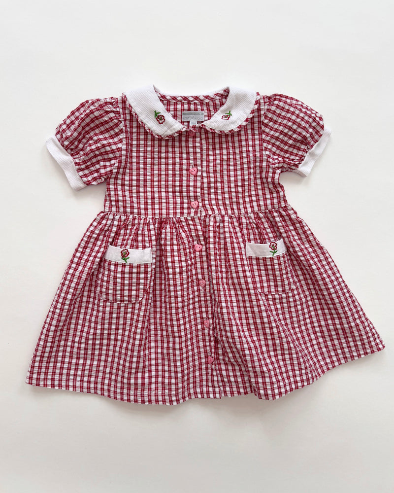 Vintage Gingham Seersucker Cotton Dress