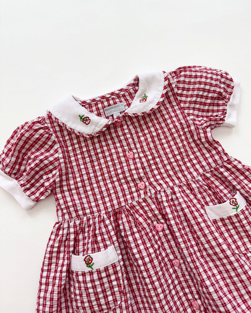 Vintage Gingham Seersucker Cotton Dress