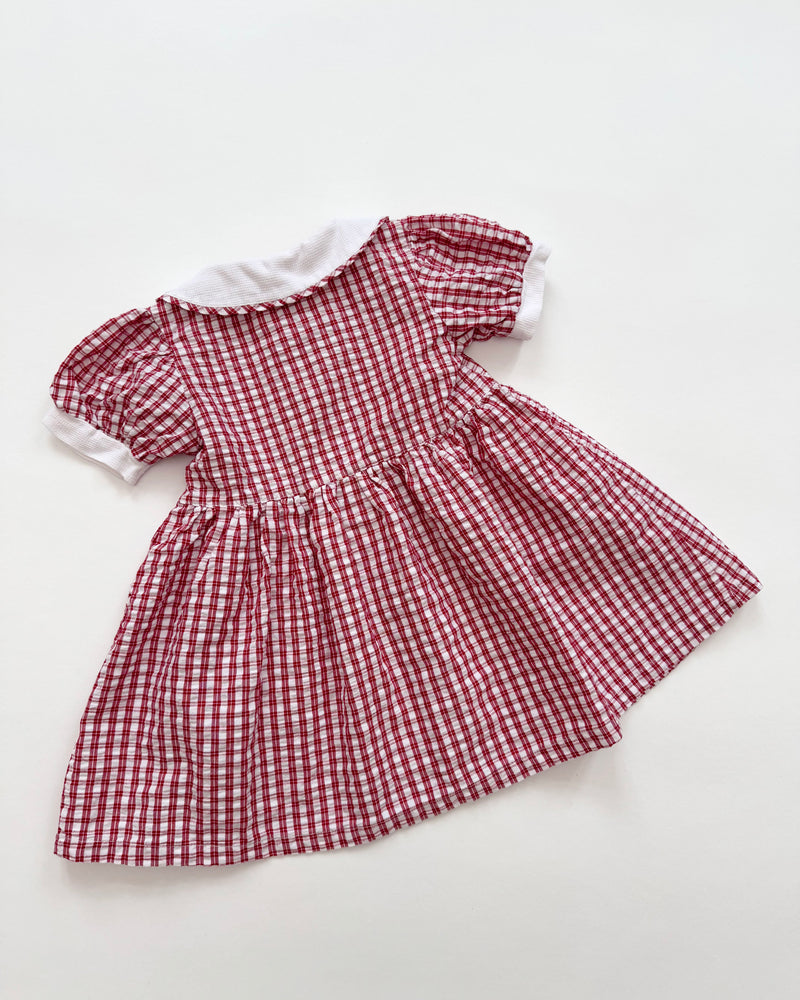 Vintage Gingham Seersucker Cotton Dress