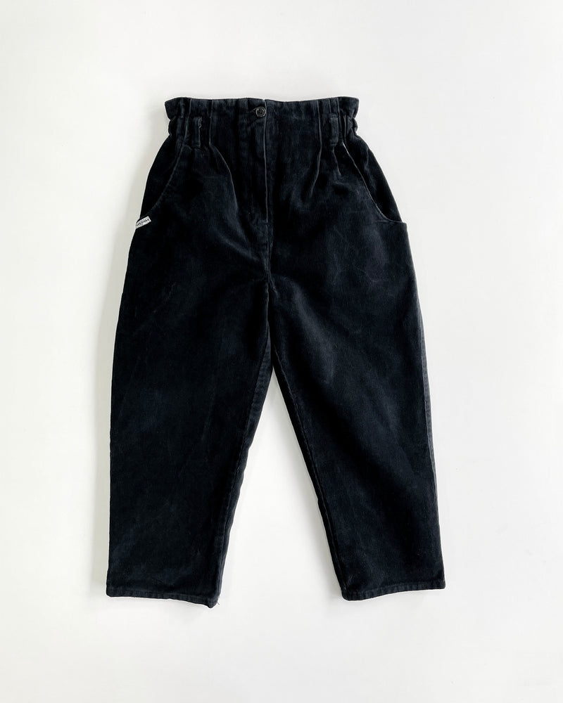 Vintage Black Corduroy Trousers With Elastic Waist