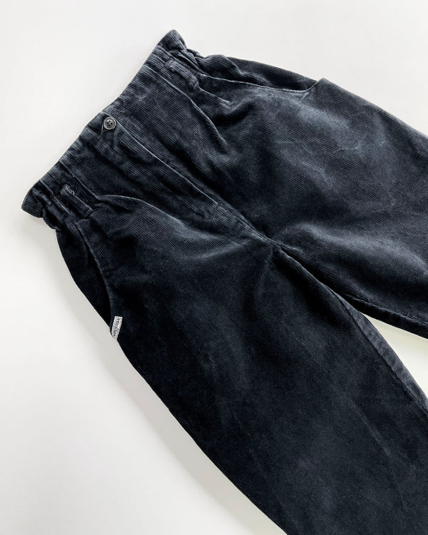 Vintage Black Corduroy Trousers With Elastic Waist