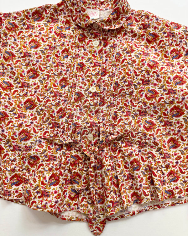 Oilily Floral Cotton Cropped Blouse 6Y