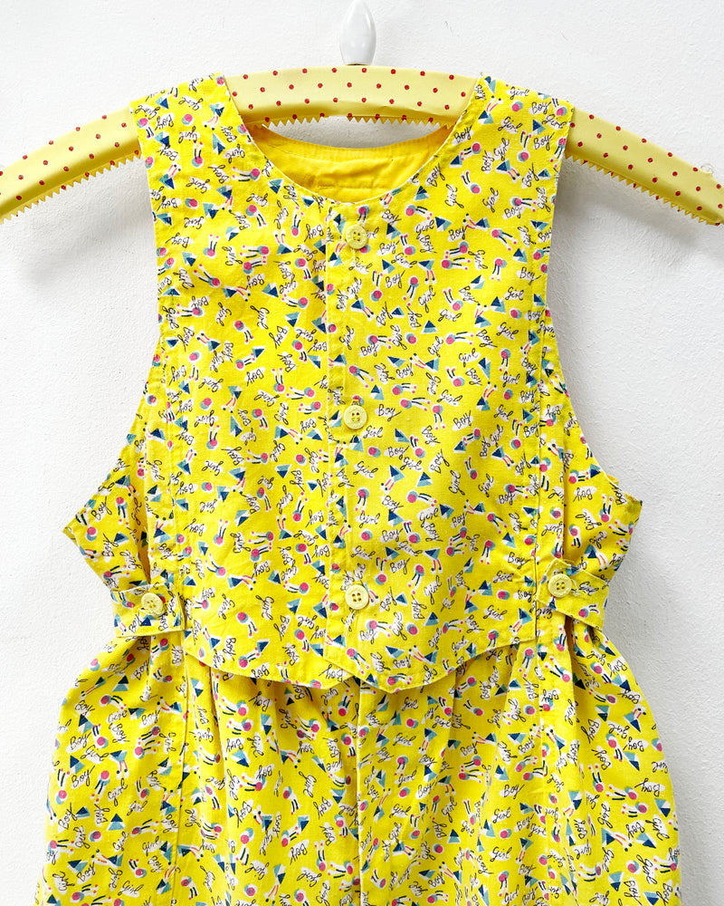 Vintage Boy Girl Cotton Jumpsuit