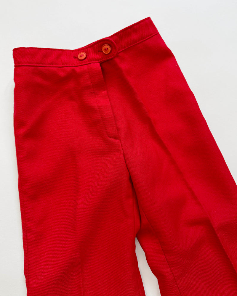 70s Flared Red Trousers 4-5Y