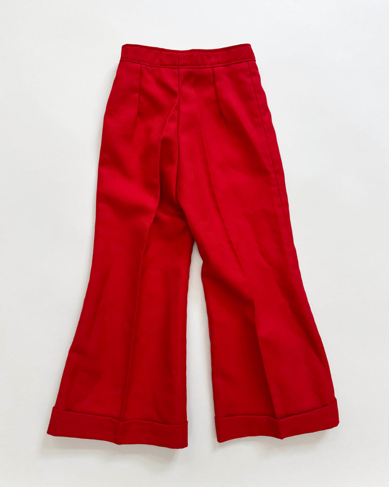 70s Flared Red Trousers 4-5Y