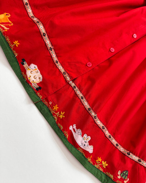 Embroidered Patchwork Cotton Dress 6Y