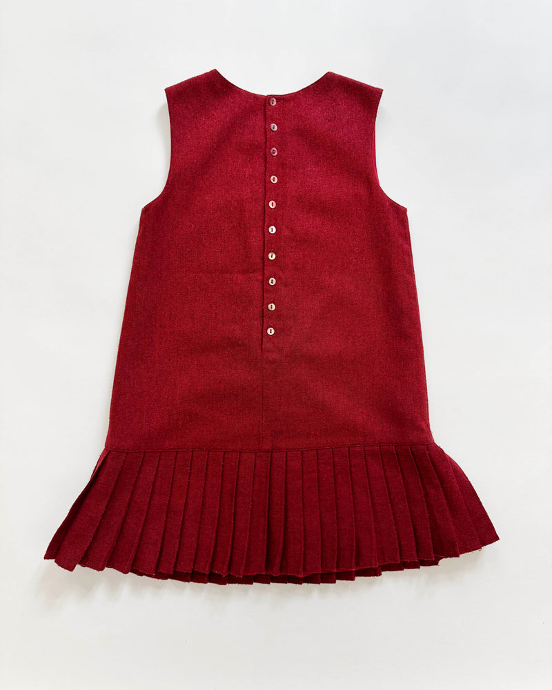 Cacharel Lined Wool Dress With Mother Of Pear Buttons 6-7Y