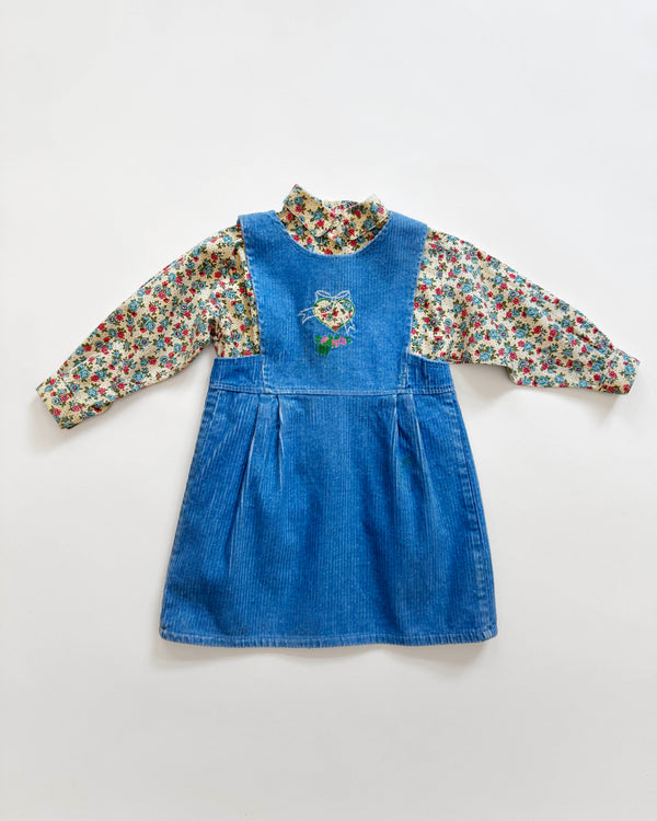 Floral Corduroy Patchwork Cotton Two Piece Set 3Y