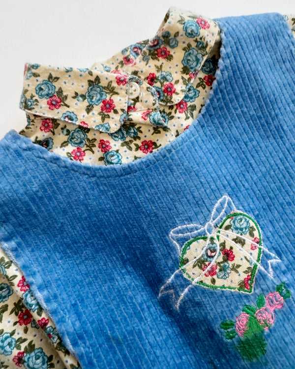 Floral Corduroy Patchwork Cotton Two Piece Set 3Y