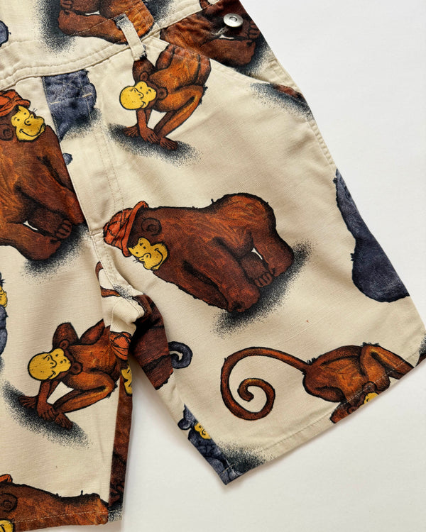 Catimini Monkey Canvas Shortalls 6Y