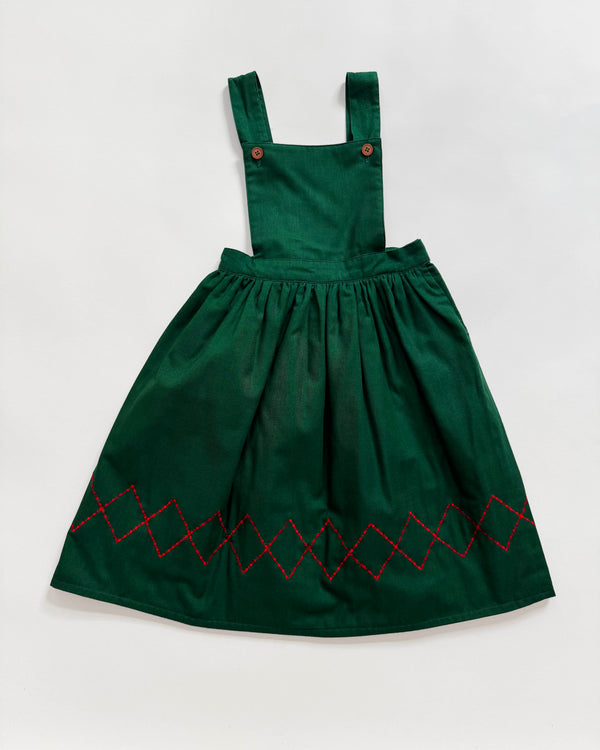 Jacadi Embroidered  Lined Cotton Apron Dress 6Y