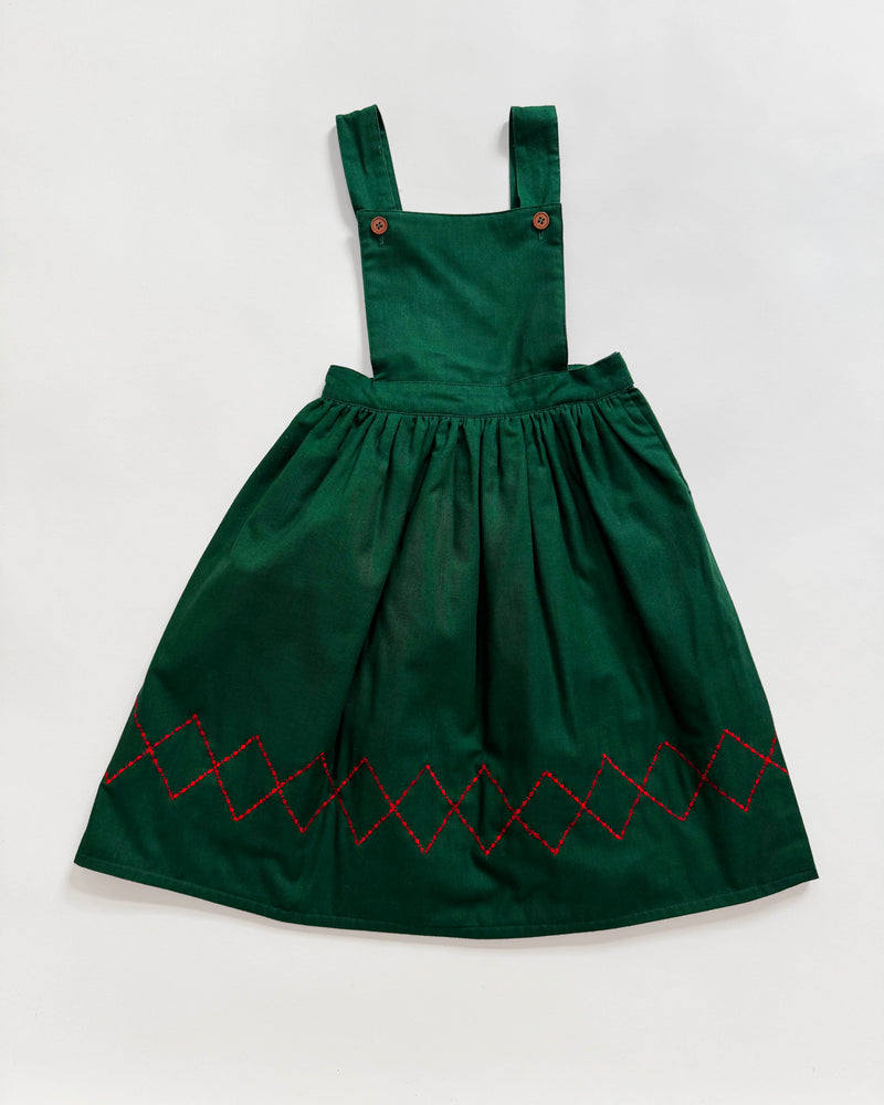 Jacadi Embroidered  Lined Cotton Apron Dress 6Y