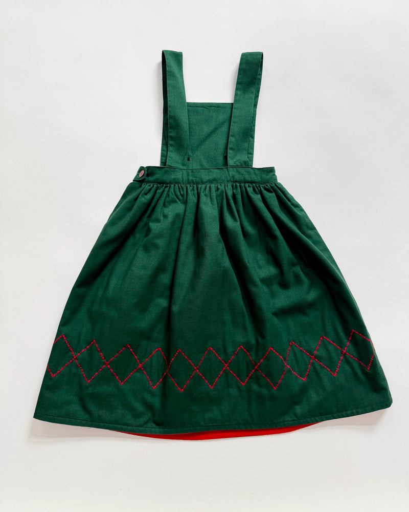 Jacadi Embroidered  Lined Cotton Apron Dress 6Y